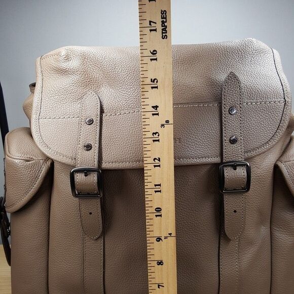 COACH Mens Hitch Backpack Pebbled Leather Suede Lining in Dark Stone - Picture 11 of 13